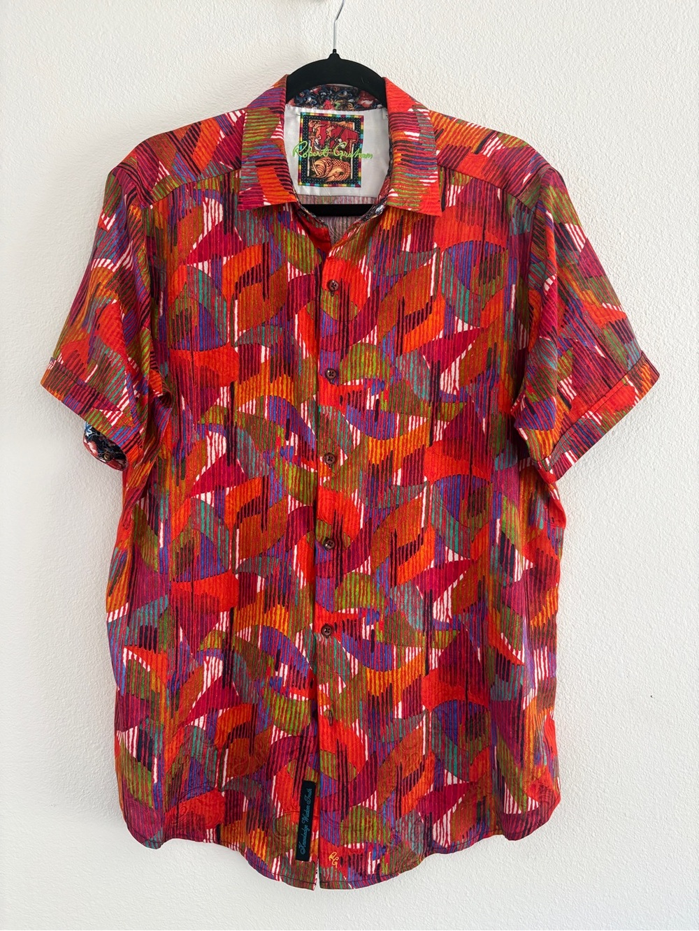 Robert Graham Red Multicolor Short-Sleeve Button-Down Shirt